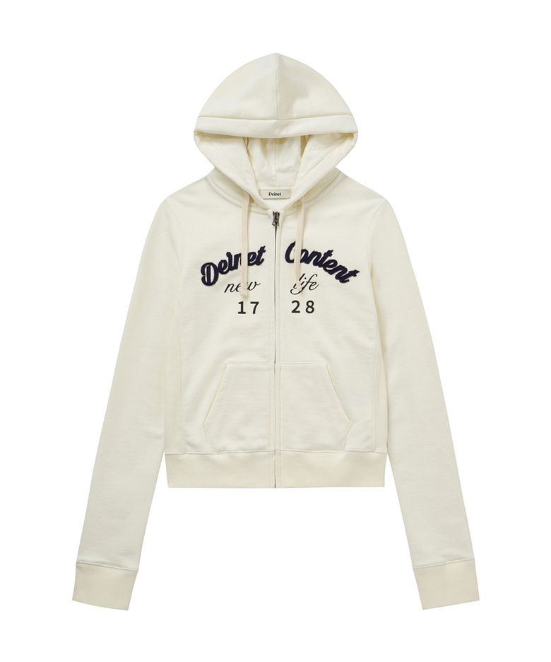 CONTENT SLIM HOOD ZIP - UP IN IVORY