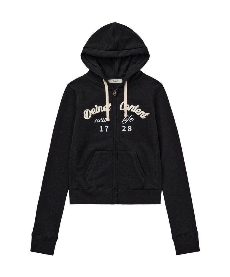CONTENT SLIM HOOD ZIP - UP IN BLACK