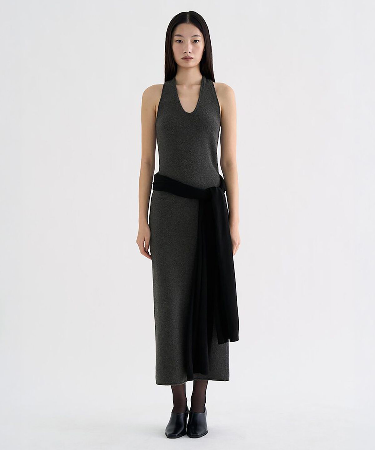 앙개(ANGGAE) Knit Long Dress  Ash