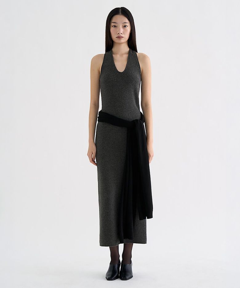 Knit Long Dress  Ash