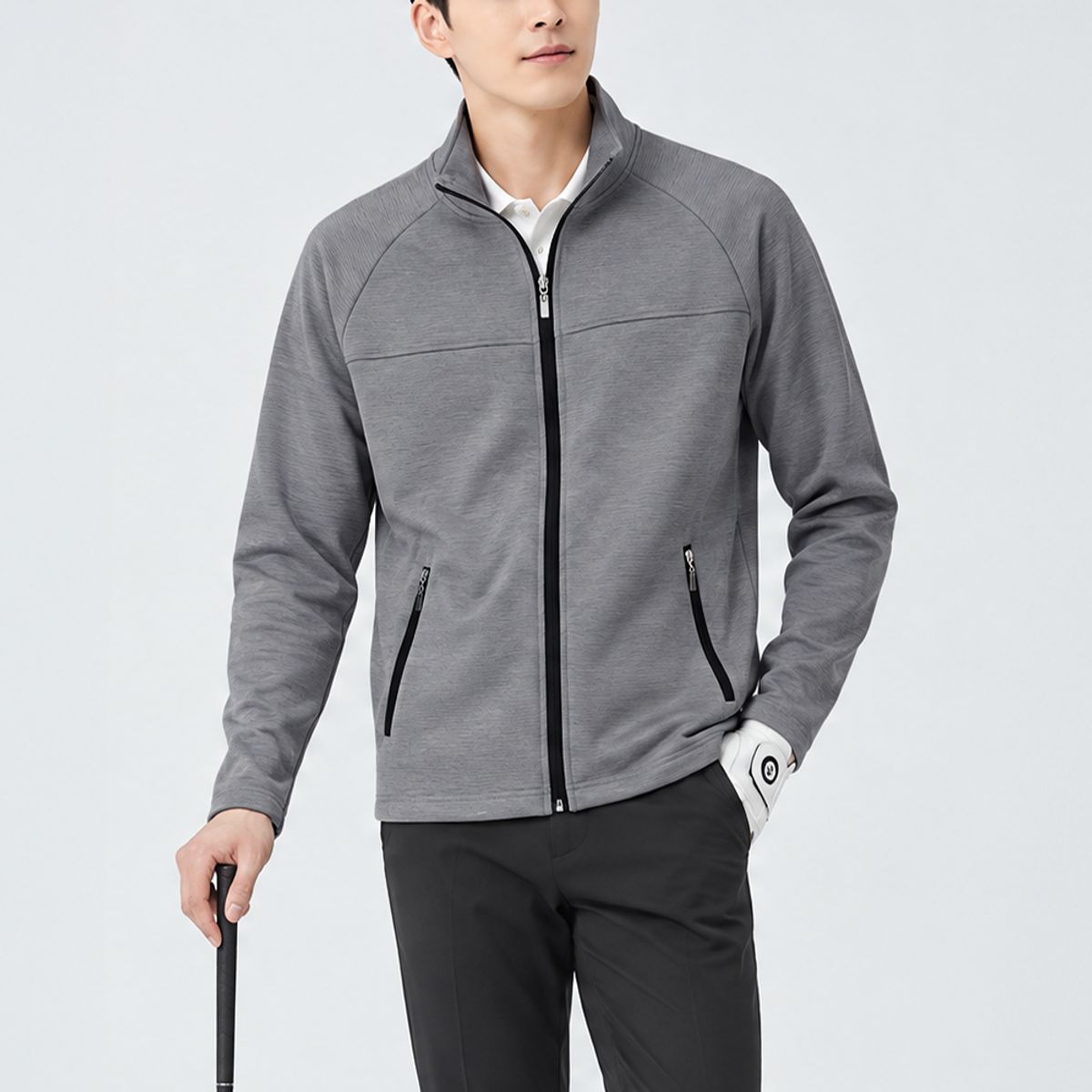 김영주 골프(KIM YOUNG JOO GOLF) 봄가을 하이넥 래글런 스판 남성 골프 점퍼 DQFMJP14