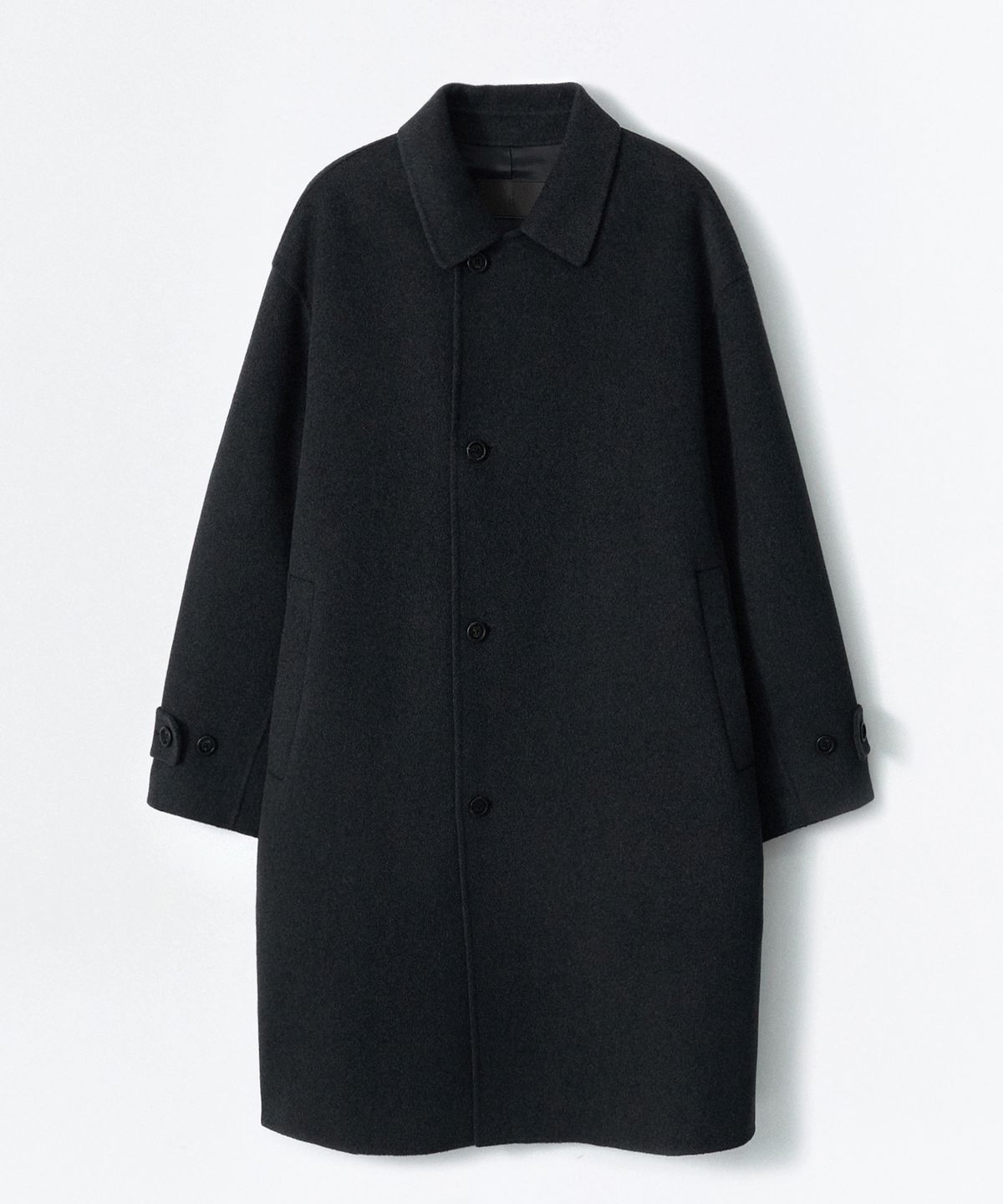 이지오(EZIO) Single Wrap Balmacaan Coat_Charcoal