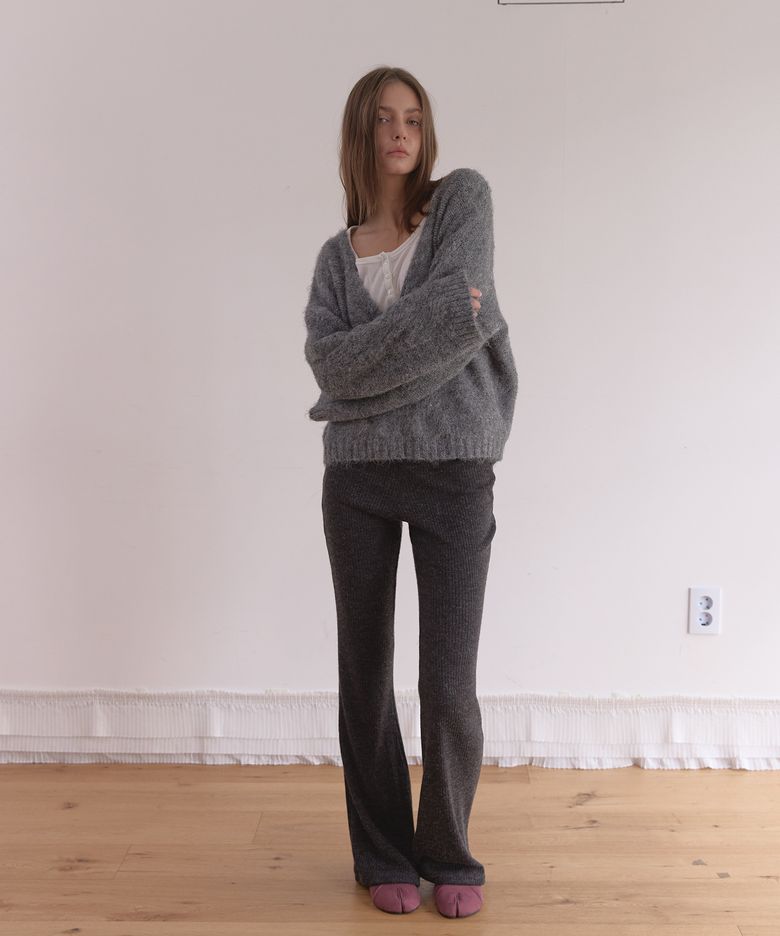 WARM KNIT BOOTCUT PANTS (CHARCOAL)