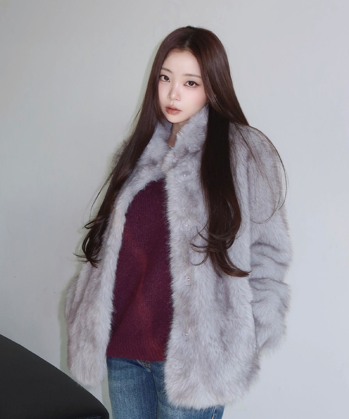 아수라(ASURA) MIST TONE FUR JACKET (GREY)