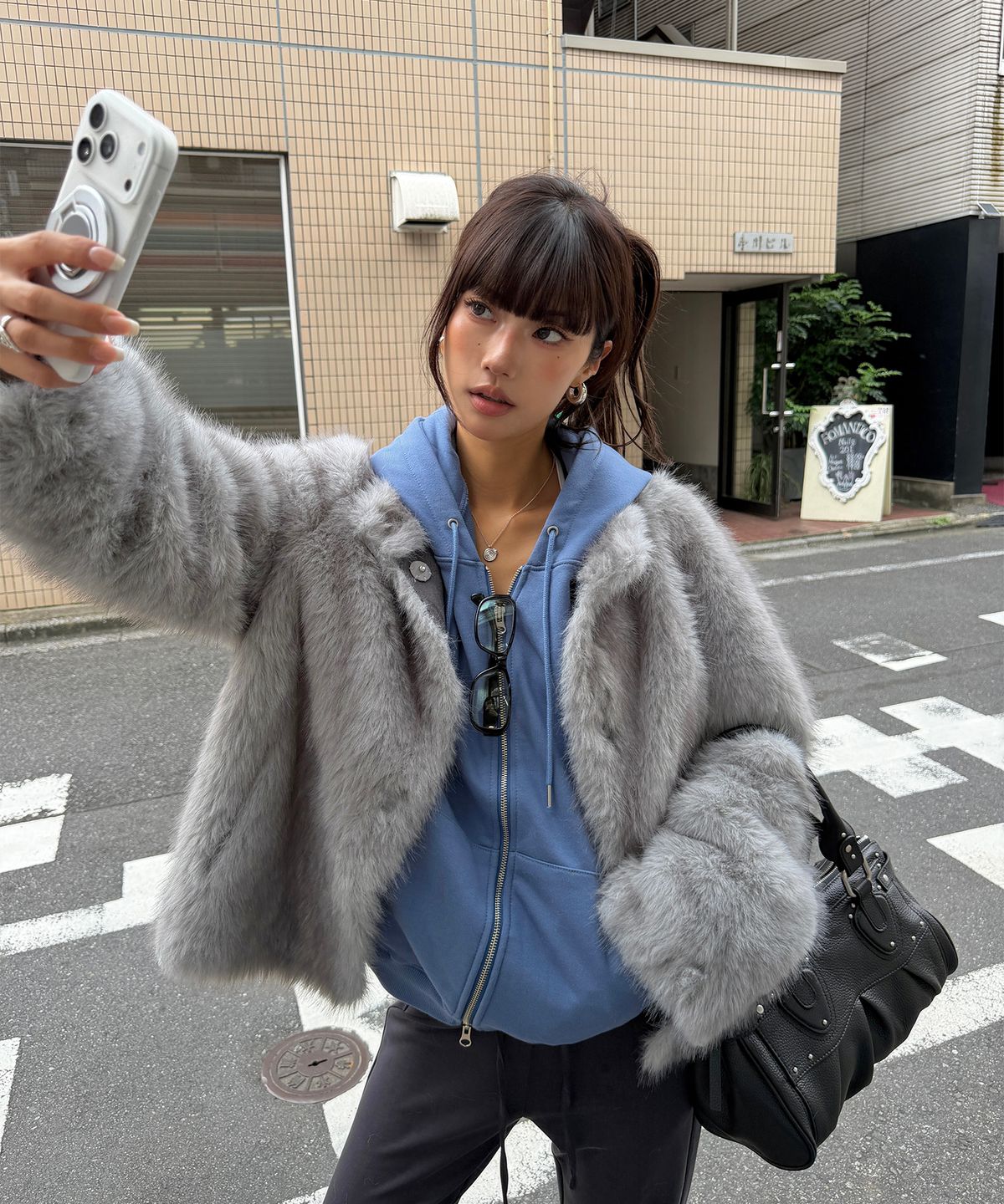 아수라(ASURA) MIST TONE FUR JACKET (GREY)