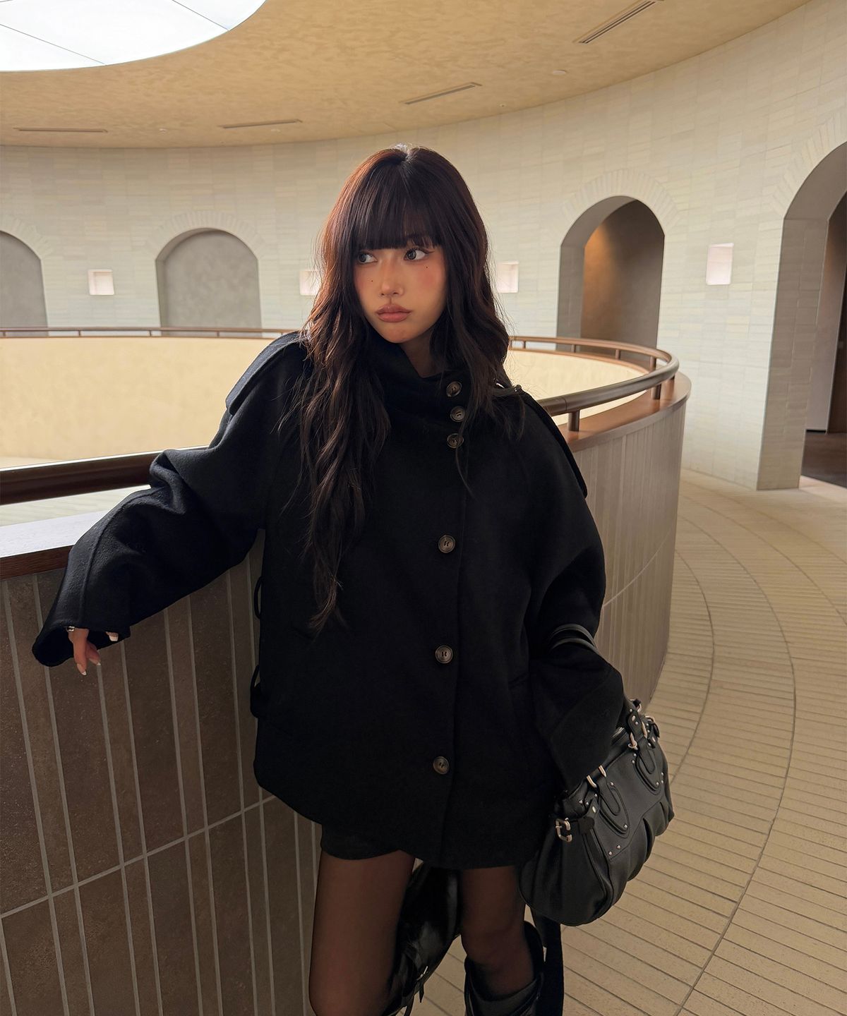 아수라(ASURA) WOOL HANDMADE HALF COAT (BLACK)