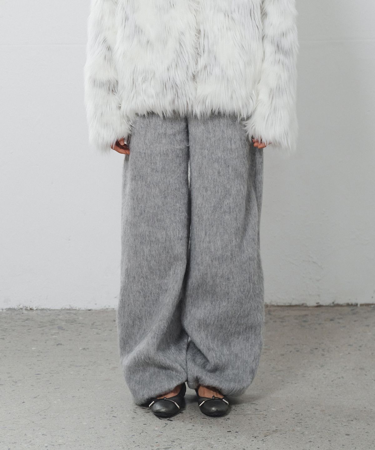 나체(NACHE) HAIRY WIDE PANTS MELANGE GRAY