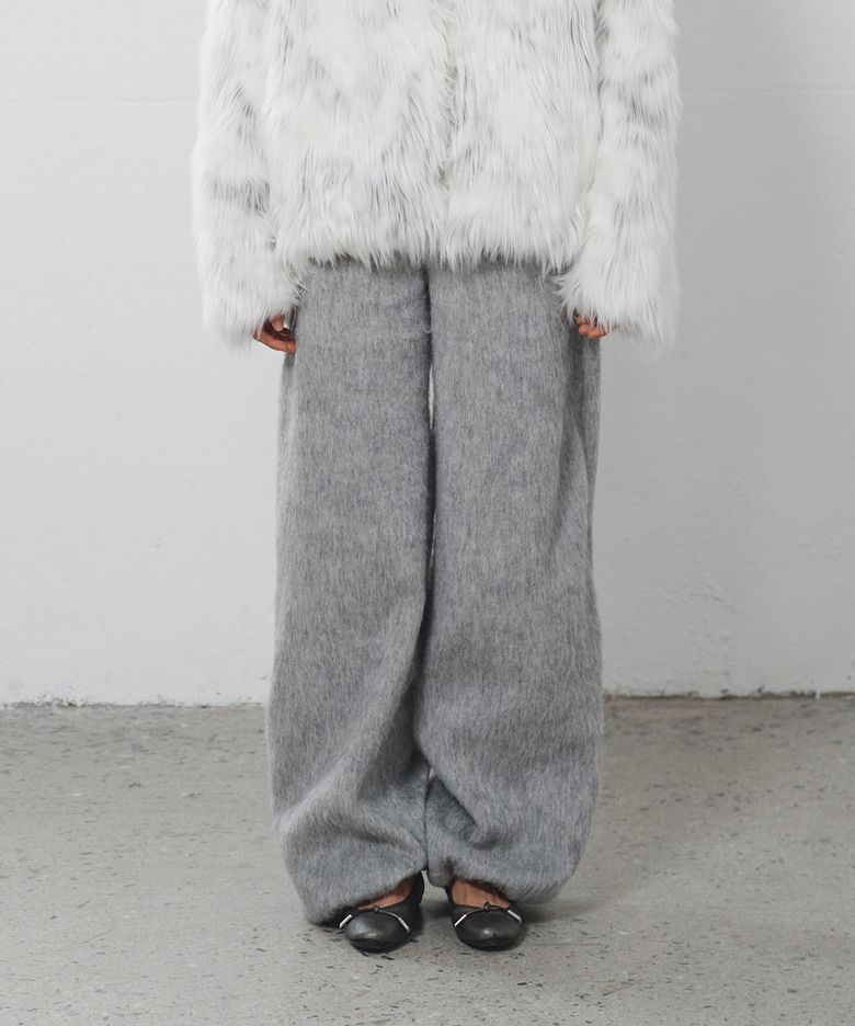 HAIRY WIDE PANTS MELANGE GRAY