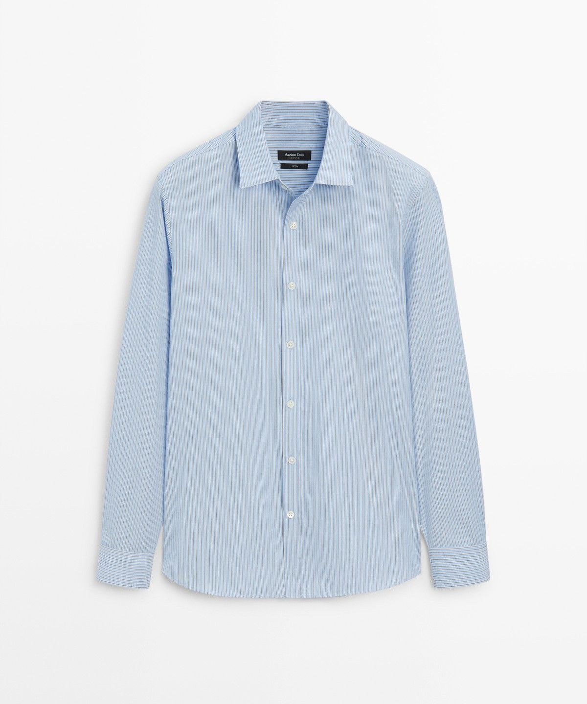 마시모두띠(MASSIMO DUTTI) 100% 코튼 릴랙스 핏 스트라이프 셔츠