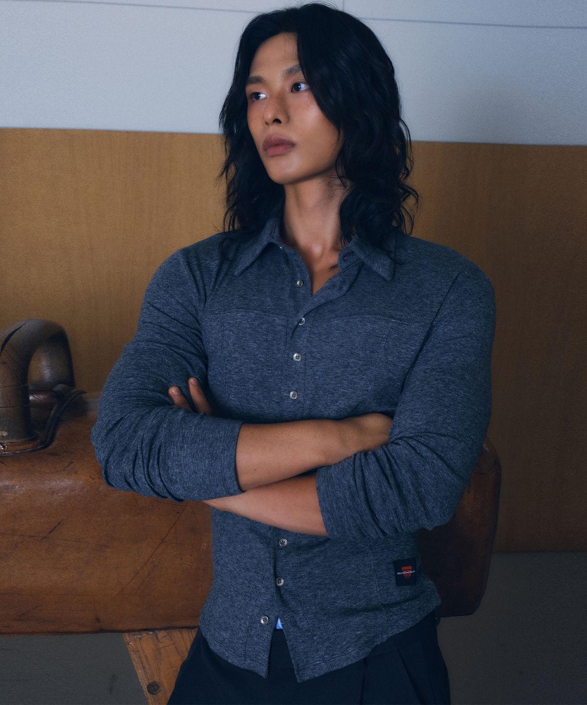 레코딩하우스(RECORDINGHOUSE) REC WOOL SLIM SHIRTS [CHARCOAL]