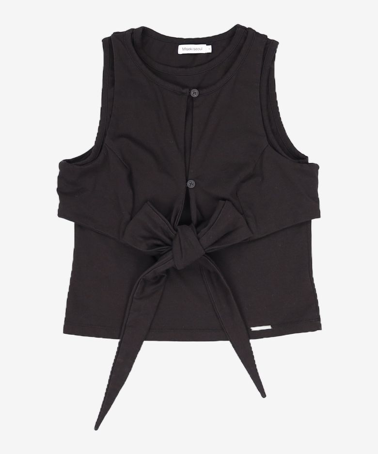Tie-up layered sleeveless BLACK 2
