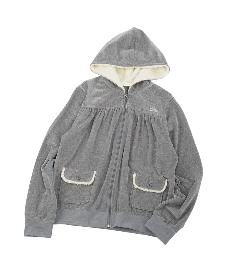 Fuwafuwa Zip Hoodie - Grey