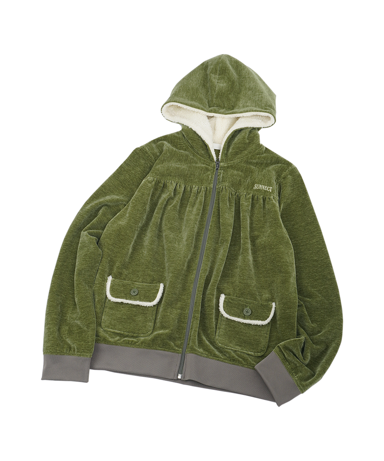 Fuwafuwa Zip Hoodie - Green