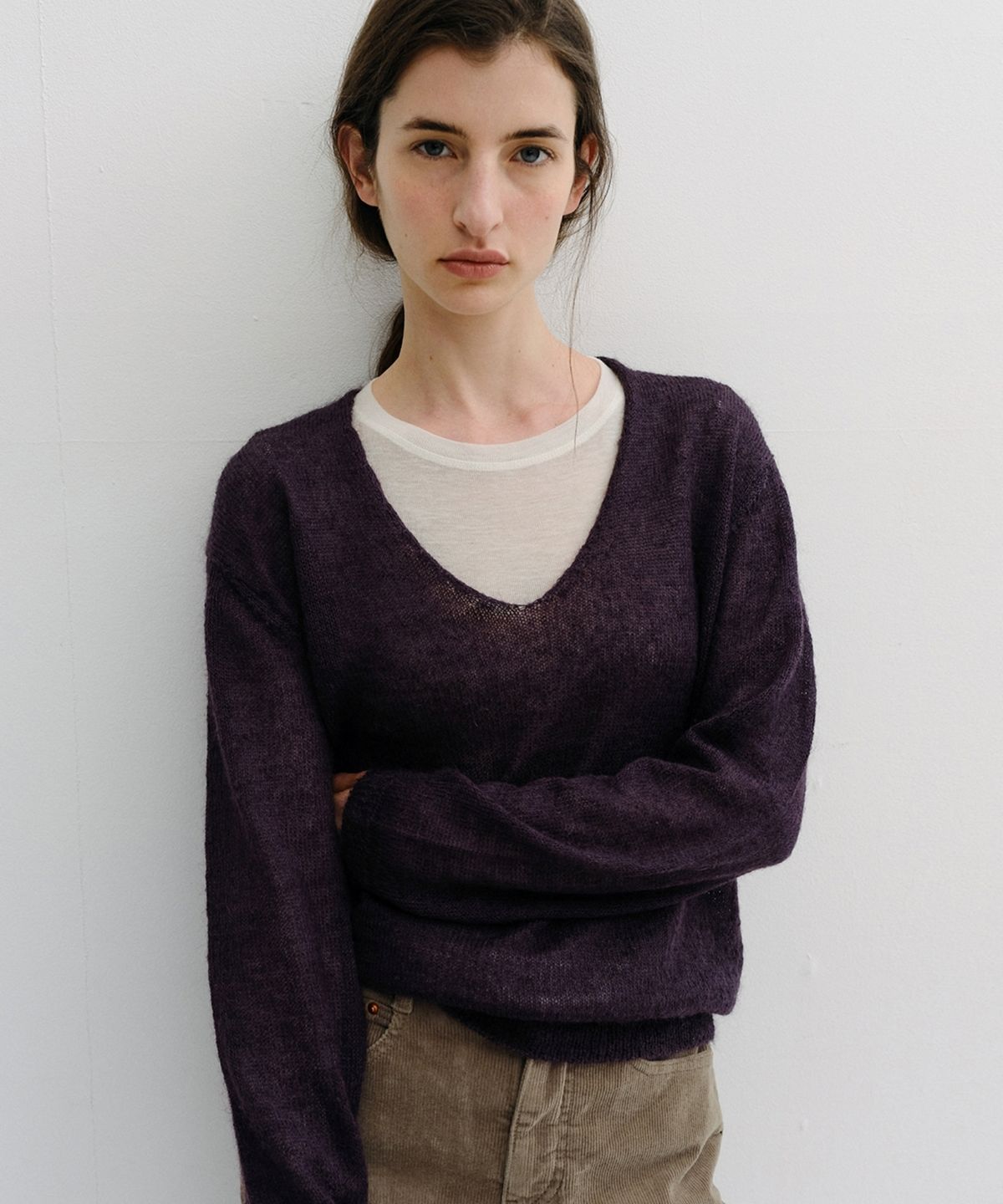 블랭크03(BLANK03) royal kid mohair v-neck pullover (purple)