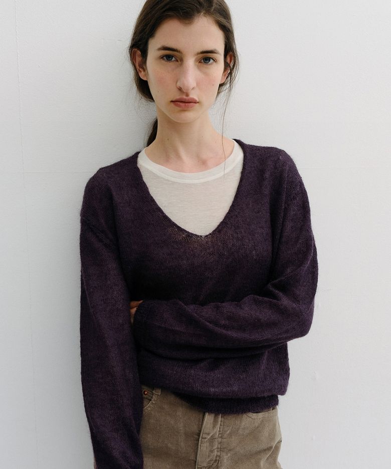 royal kid mohair v-neck pullover (purple)