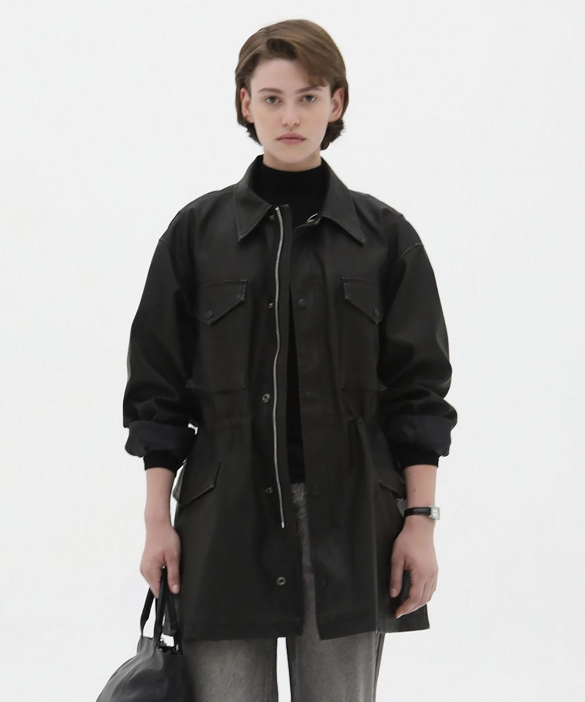 레이크스튜디오(LAKE STUDIO) VTG Leather Half Jacket - Black