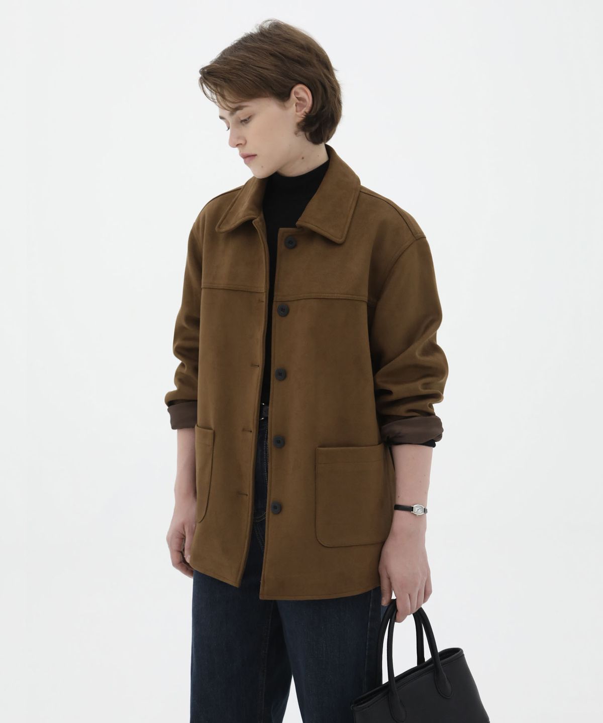 레이크스튜디오(LAKE STUDIO) Suede Two-Pocket Half Jacket - Brown