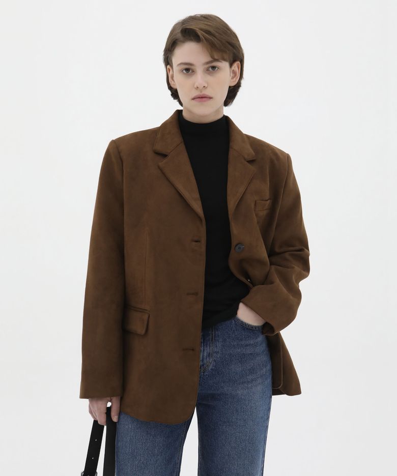 Suede Single Button Jacket