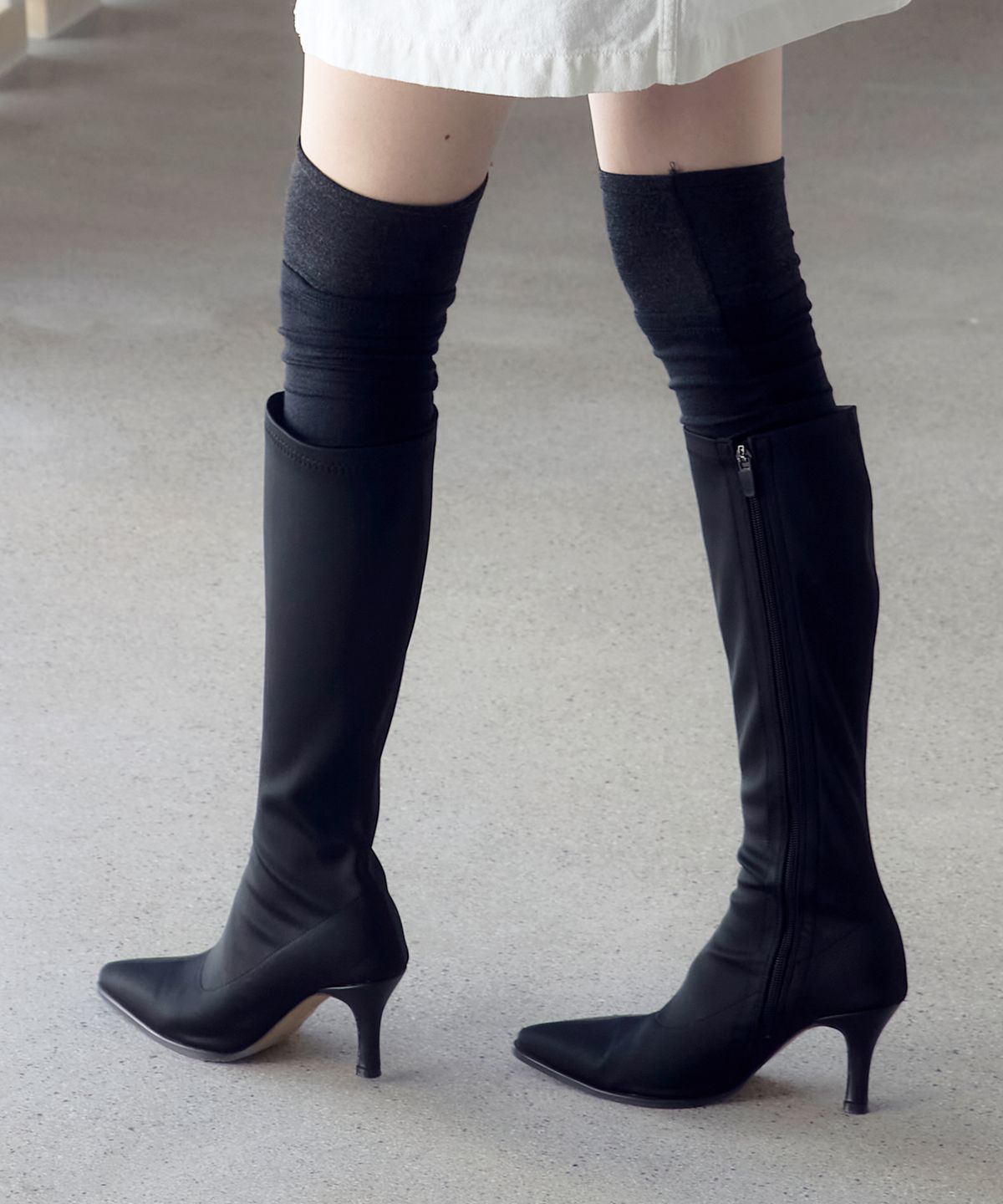 세스띠(CESTI) 실루엣 포인티드 스판 롱부츠 (BLACK)
