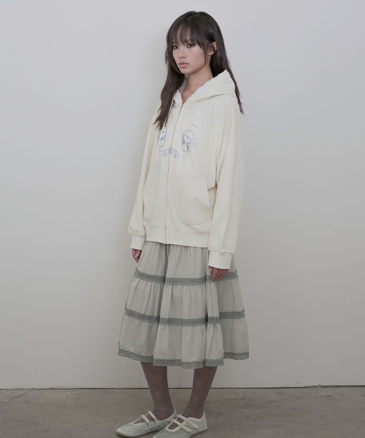 요이윤(YOY YOON) Lace Midi Skirt_mint