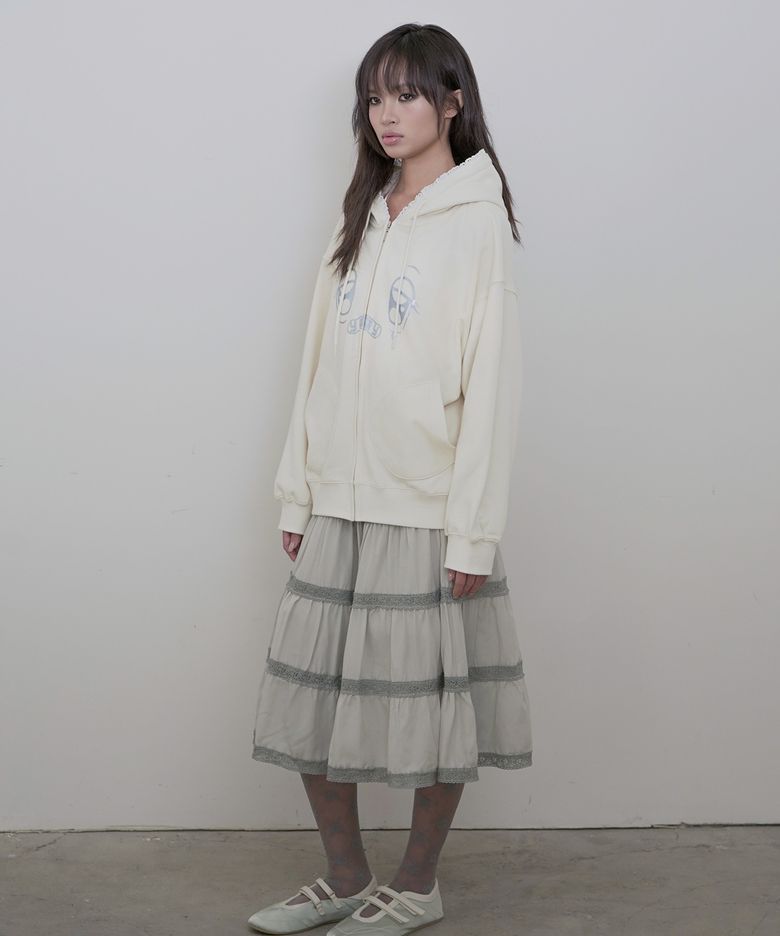 Lace Midi Skirt_mint