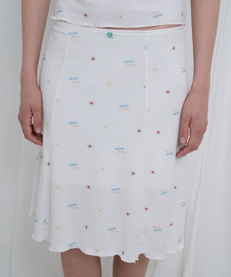 Band Pattern Skirt_white