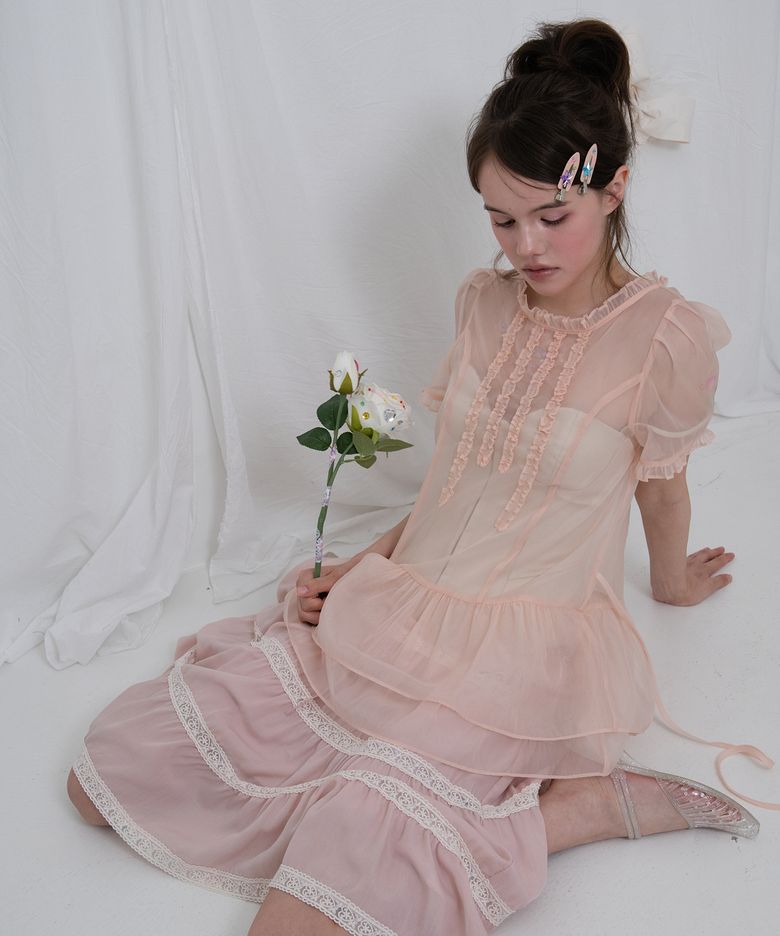 Chiffon Layered Top_peach