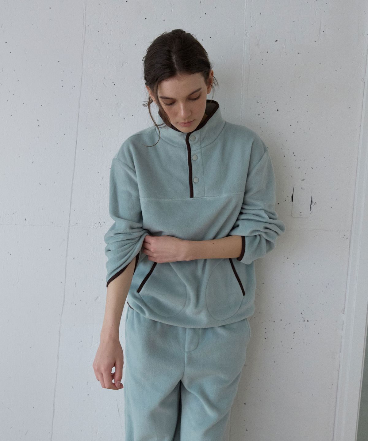 위오이(WIOE) Fleece Snap Pullover_Mint