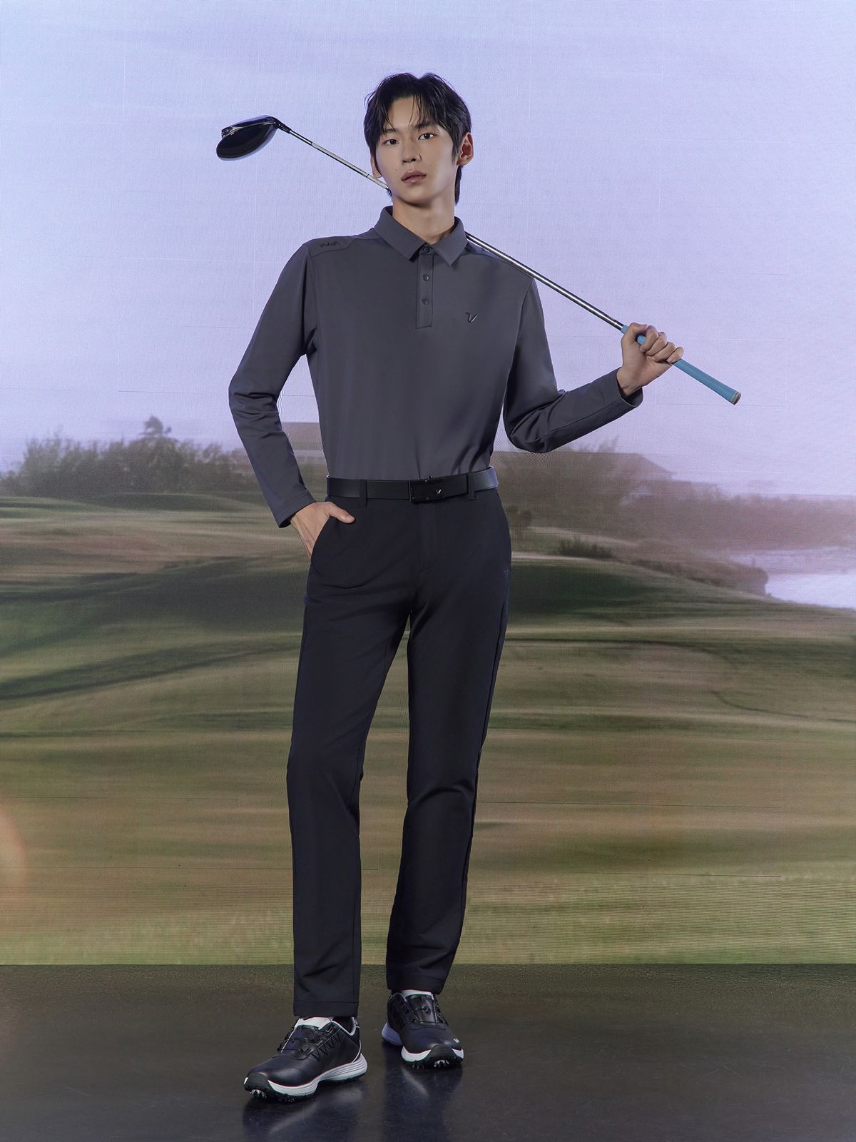 볼빅 골프웨어(VOLVIK GOLFWEAR) 남성 오비변형 레귤러핏 광발열 팬츠 VMPTPA01_BK