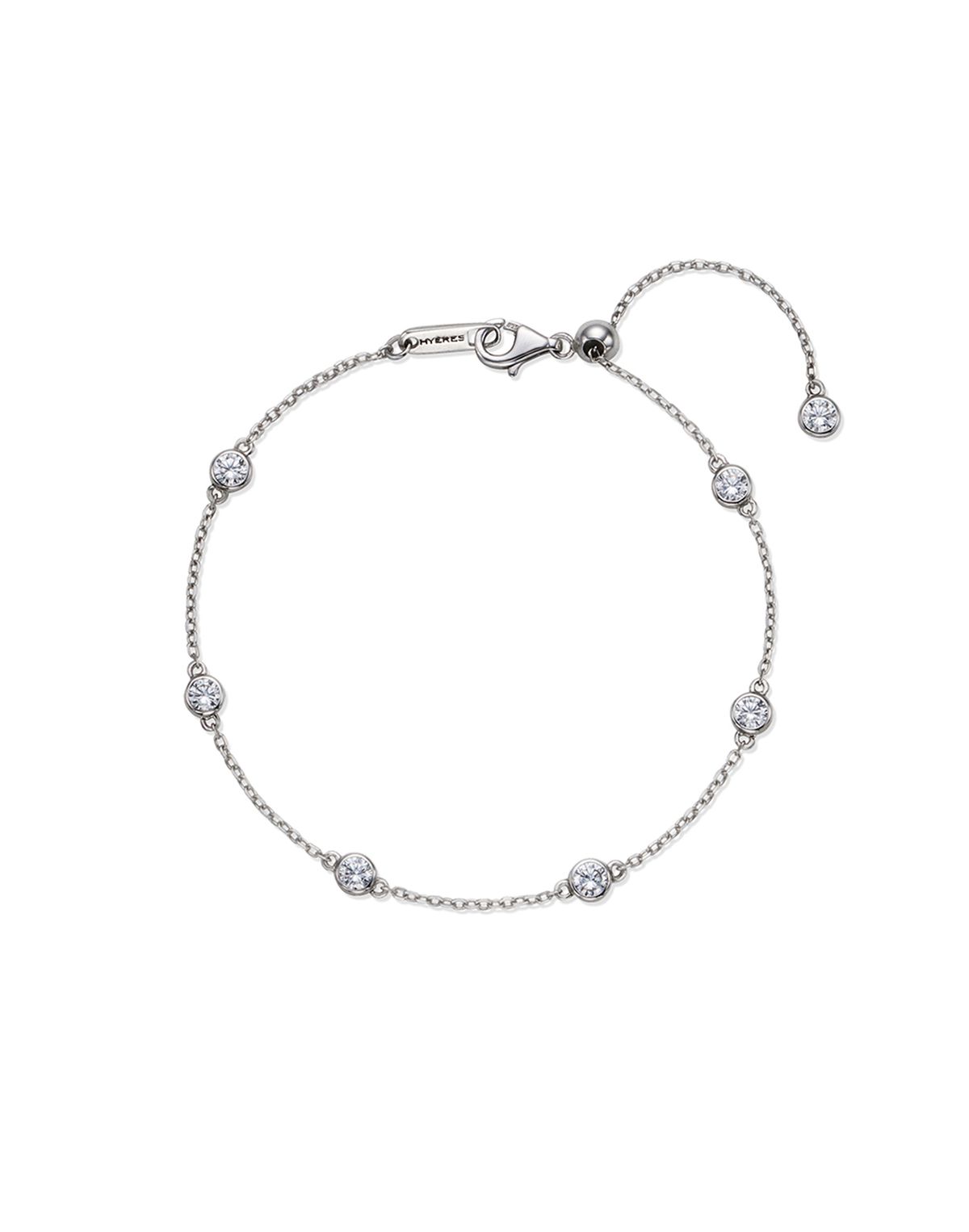 이에르로르(HYERES LOR) 에센스 실버(W) 모이사나이트 테니스 스테이션 팔찌 HL4B59427W9190