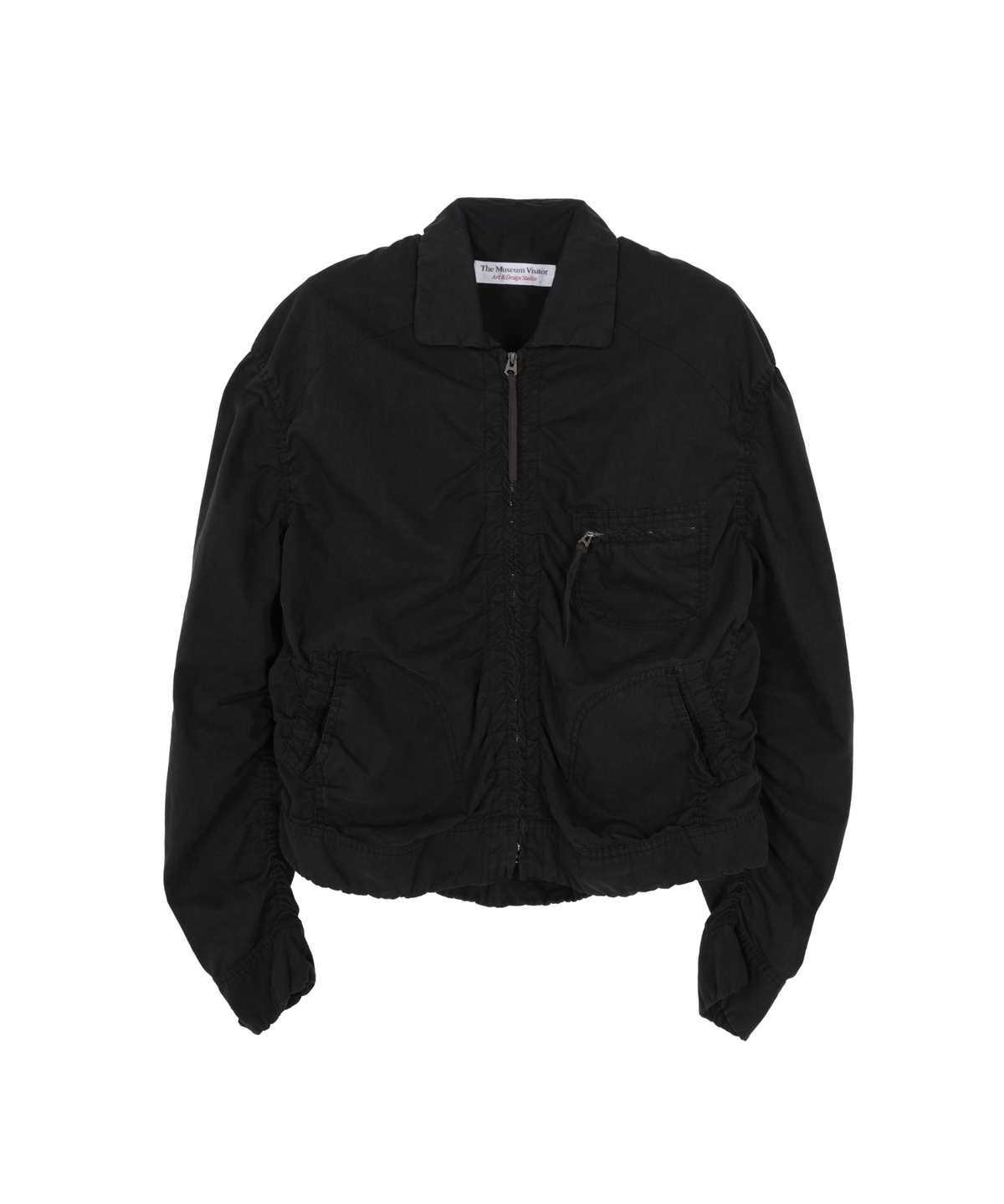 더뮤지엄비지터(THEMUSEUMVISITOR) WASHED WRINKLE ZIP UP JACKET (BLACK)