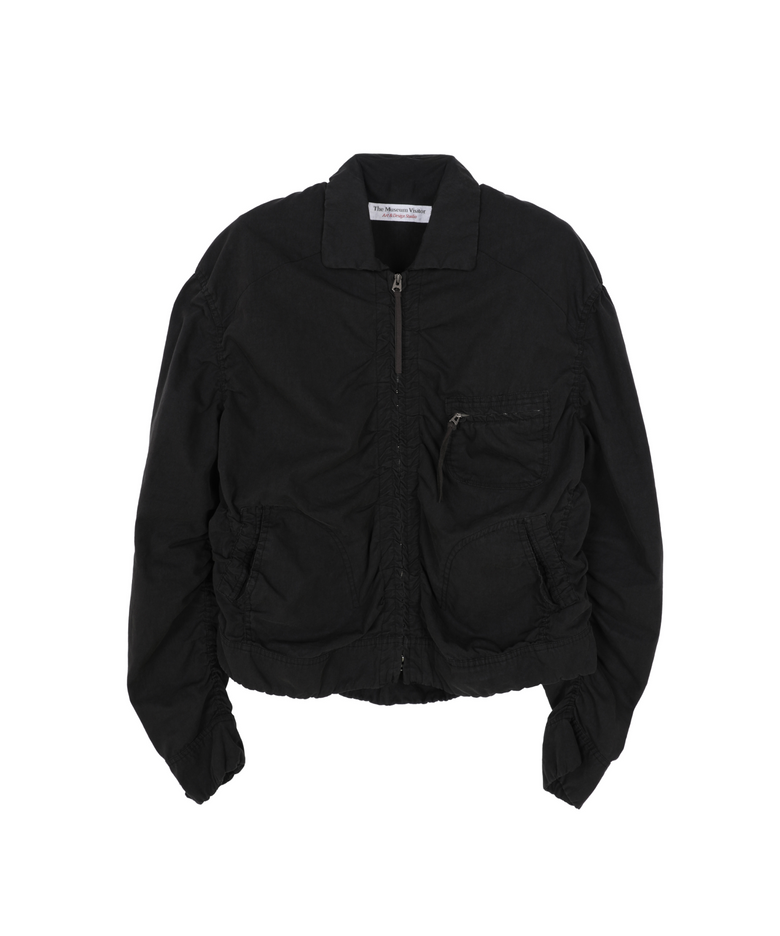 WASHED WRINKLE ZIP UP JACKET (BLACK)