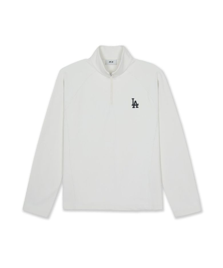 베이직 레귤러핏 기모 긴팔 하프집 티셔츠 LA (Cream)