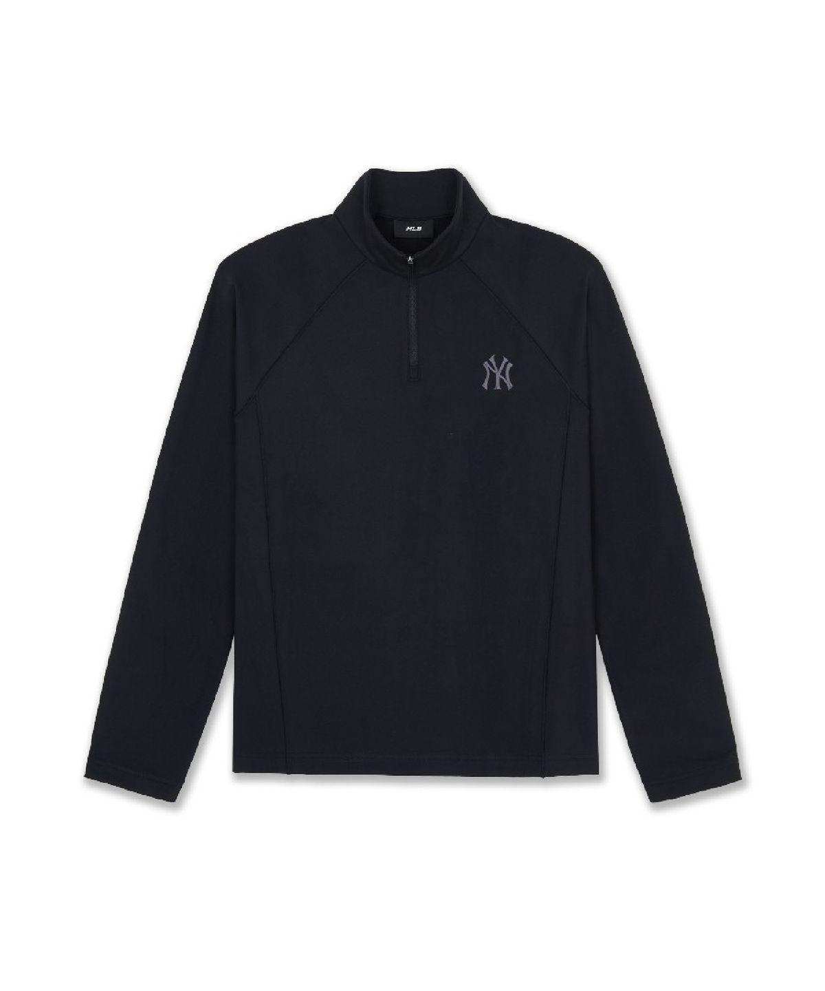 엠엘비(MLB) 베이직 레귤러핏 기모 긴팔 하프집 티셔츠 NY (Black)