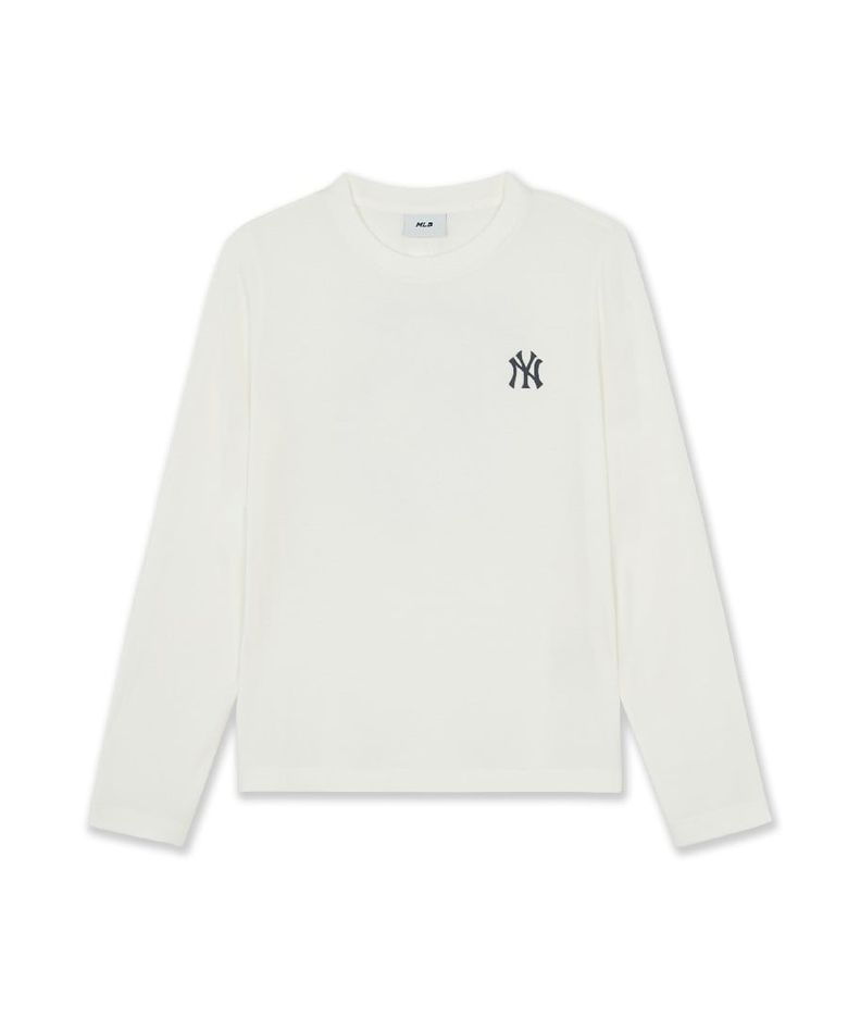 베이직 울블랜드 레귤러핏 등판 그래픽 긴팔 티셔츠 NY (Cream)