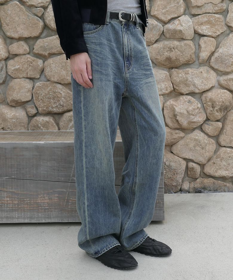 EXTRA WIDE DENIM PANTS [MISTIC BLUE]