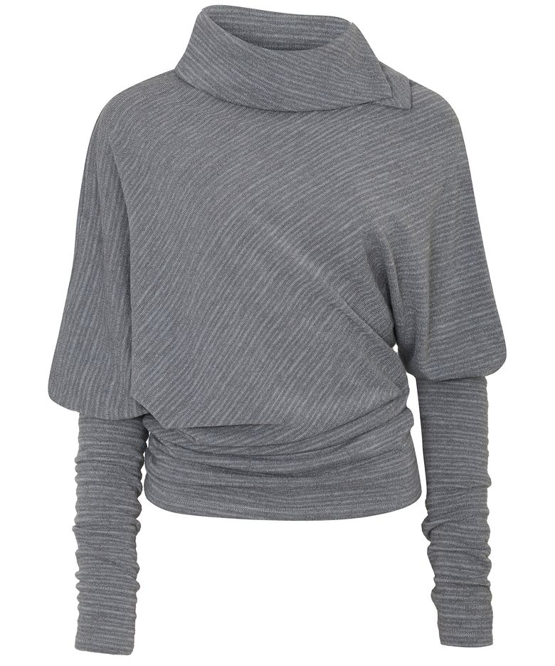 Knit Asymmetrical Long Sleeve (FL-193_Stripe Gray)