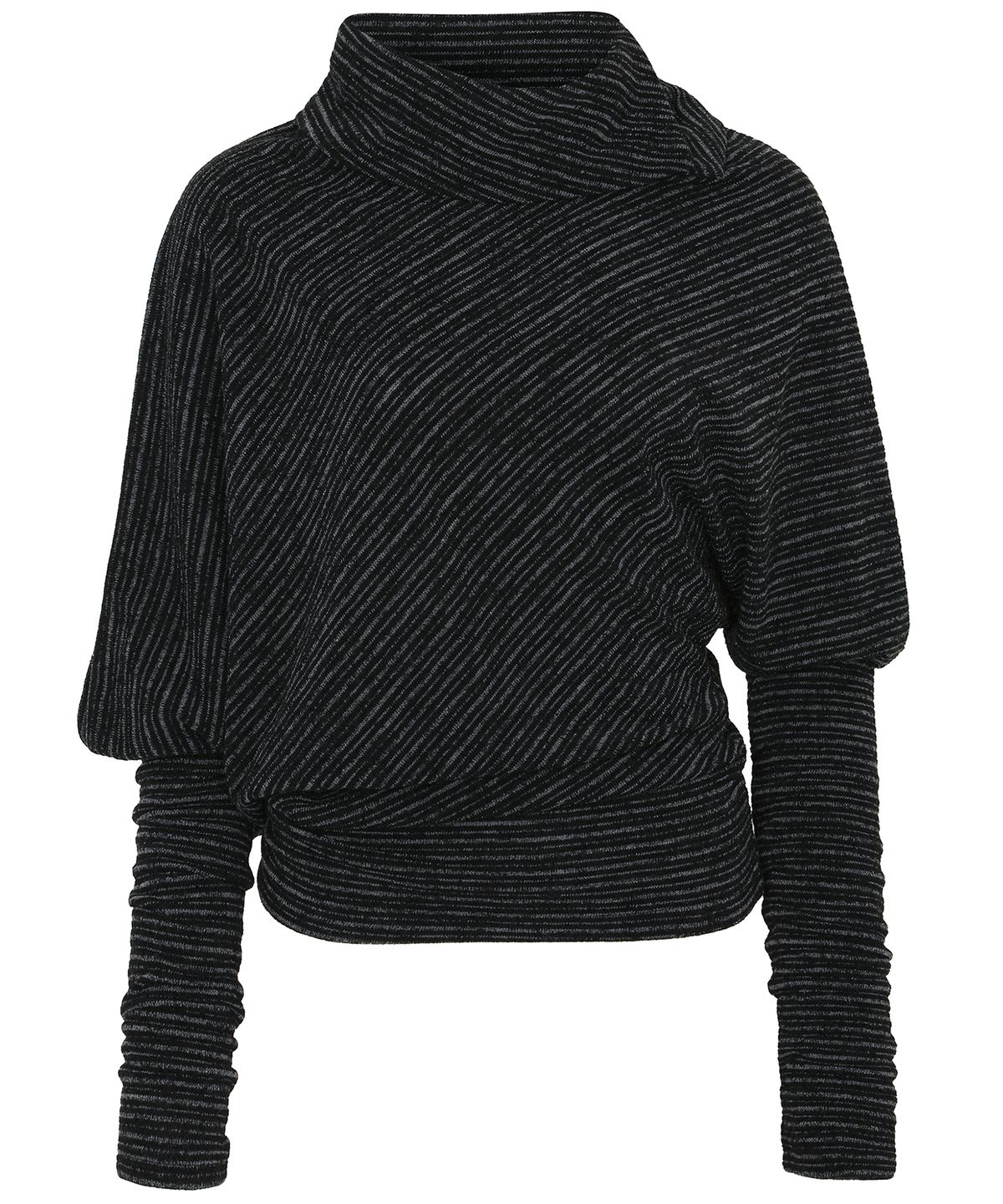 플레어업(FLAREUP) Knit Asymmetrical Long Sleeve (FL-193_Stripe Black)