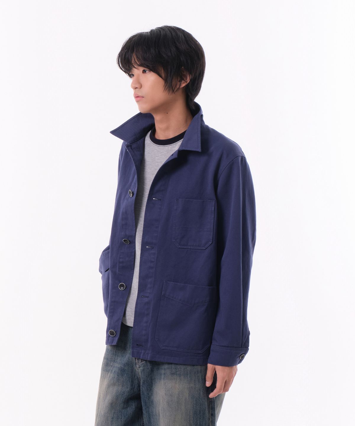 다이브인(DIVEIN) WASHED FRENCH WORK JACKET (BLUE)