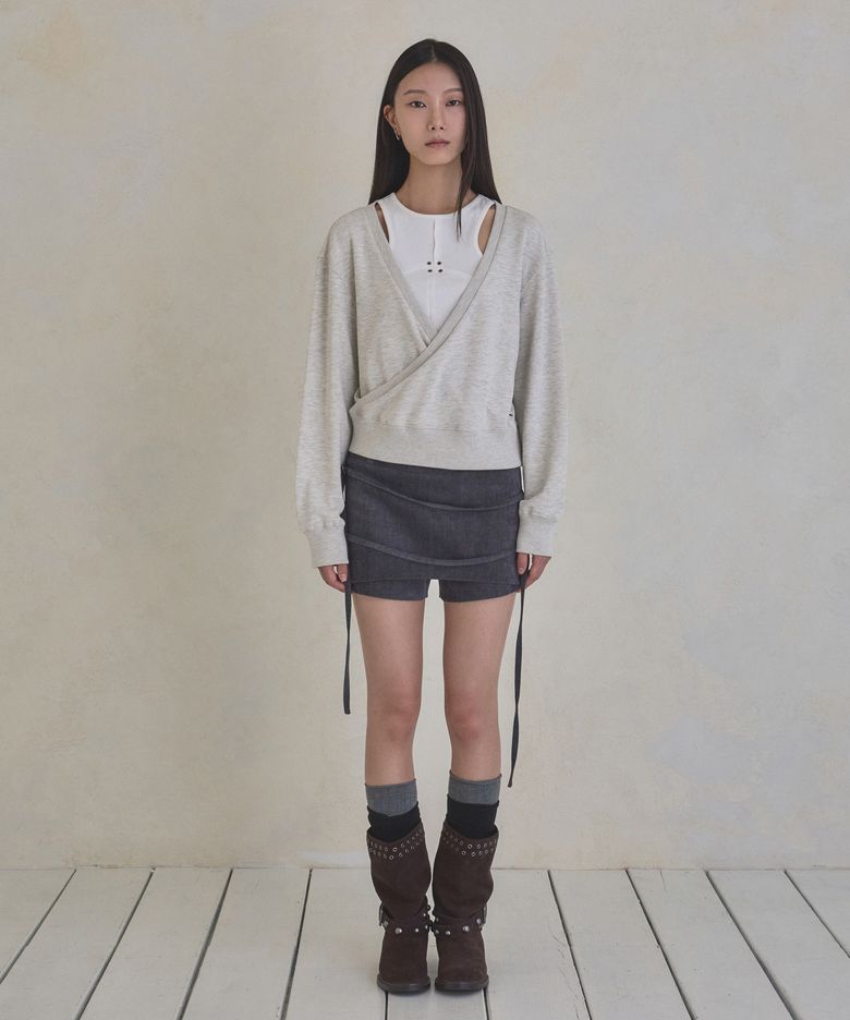 Double Strap Mini Skirt Pants (Dark Grey)