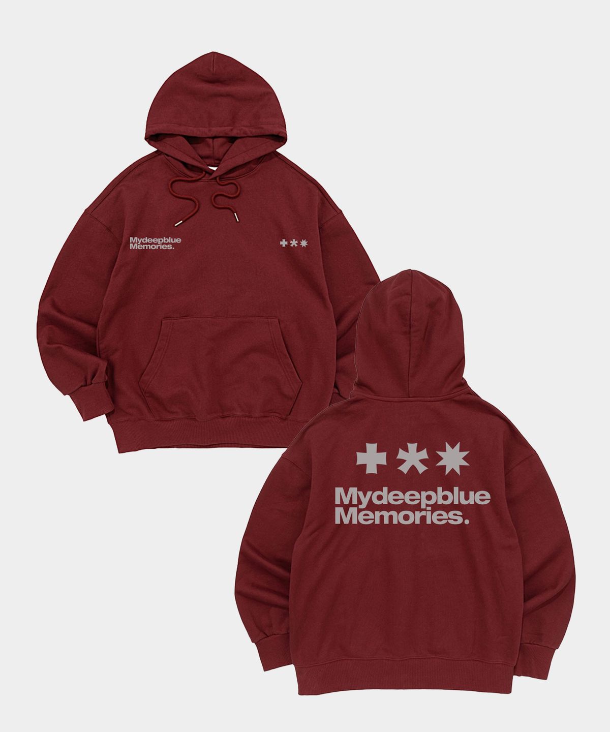마이딥블루메모리즈(MY DEEP BLUE MEMORIES) (HD) MM SYMBOL LOGO HOODIE (BURGUNDY)
