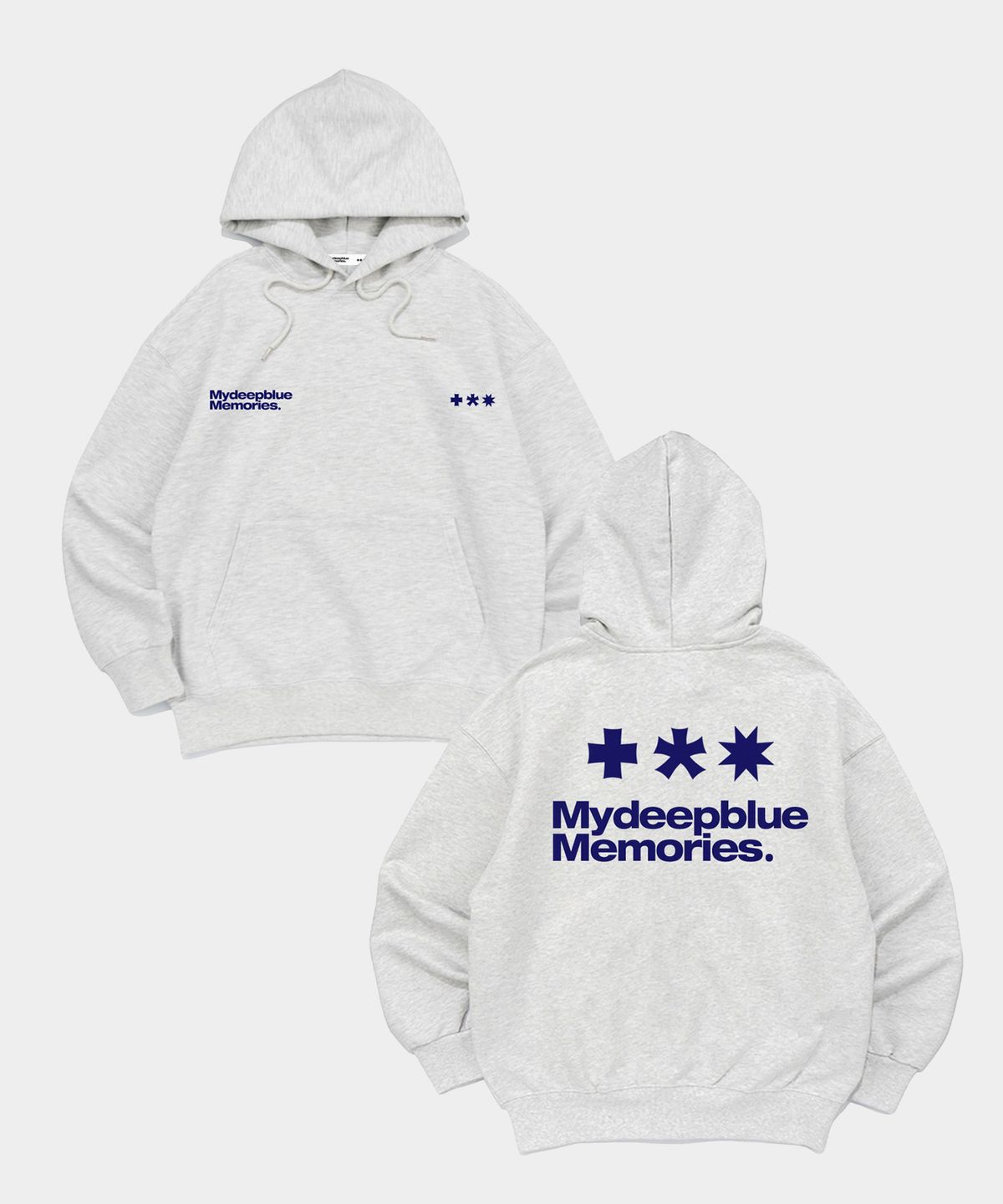 마이딥블루메모리즈(MY DEEP BLUE MEMORIES) (HD) MM SYMBOL LOGO HOODIE (LIGHT GREY)