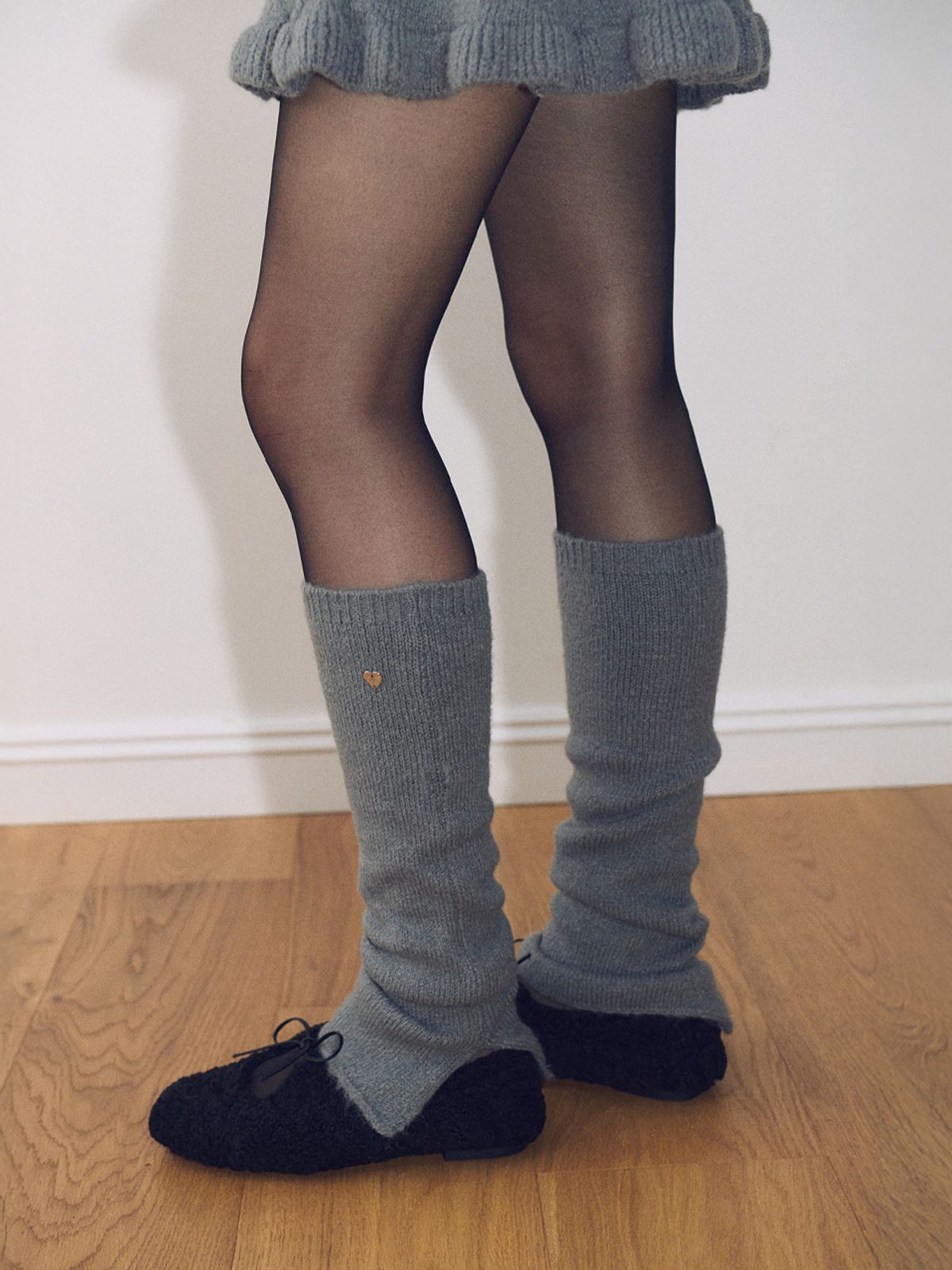 에트몽(ETMON) Wool Alpaca Knit Leg Warmers, Grey