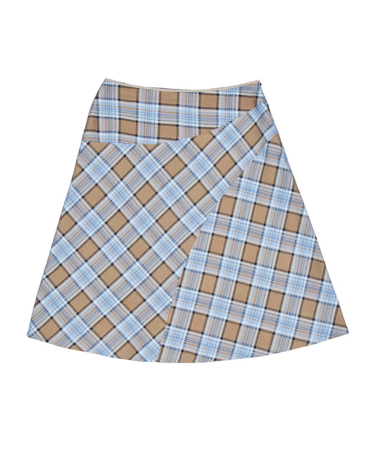 인오도르(INODORE) BIAS CHECK MIDI SKIRT _ BLUE