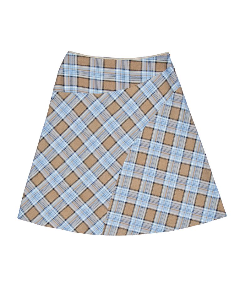 BIAS CHECK MIDI SKIRT _ BLUE