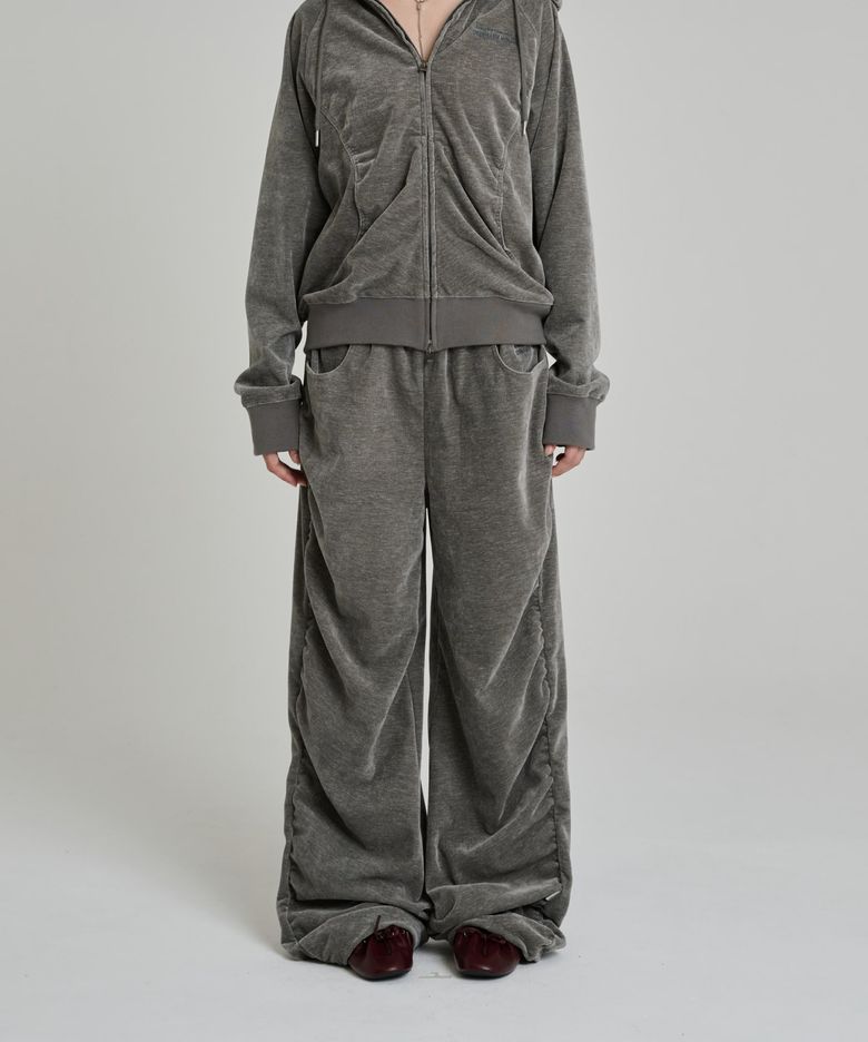 VELOUR WIDE SWEAT PANTS [GRAY]