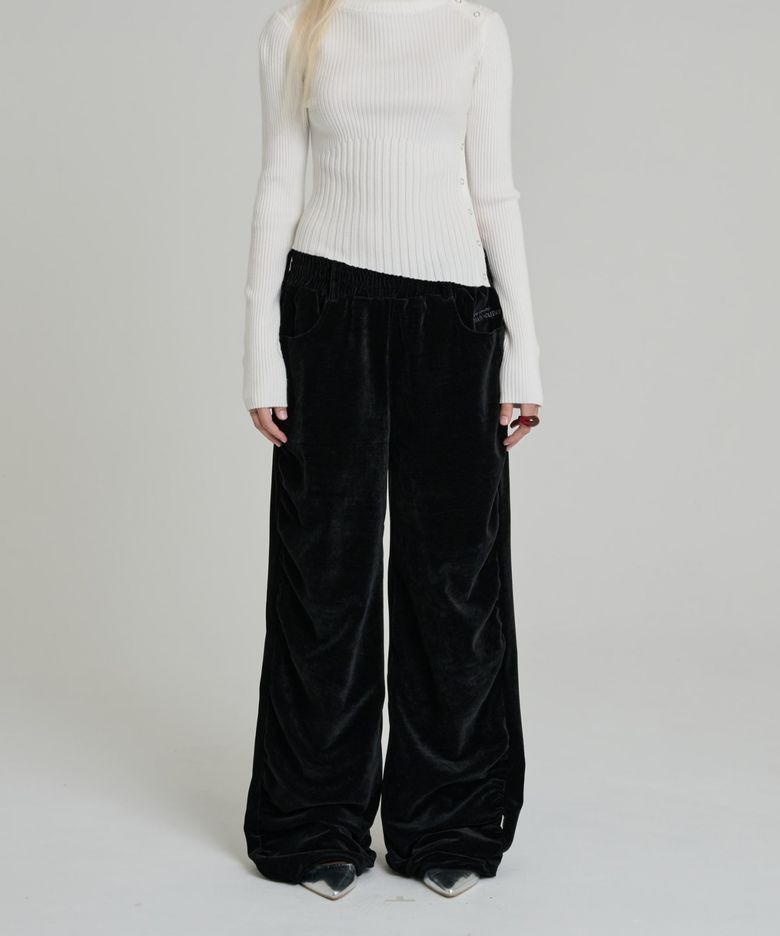 VELOUR WIDE SWEAT PANTS [BLACK]