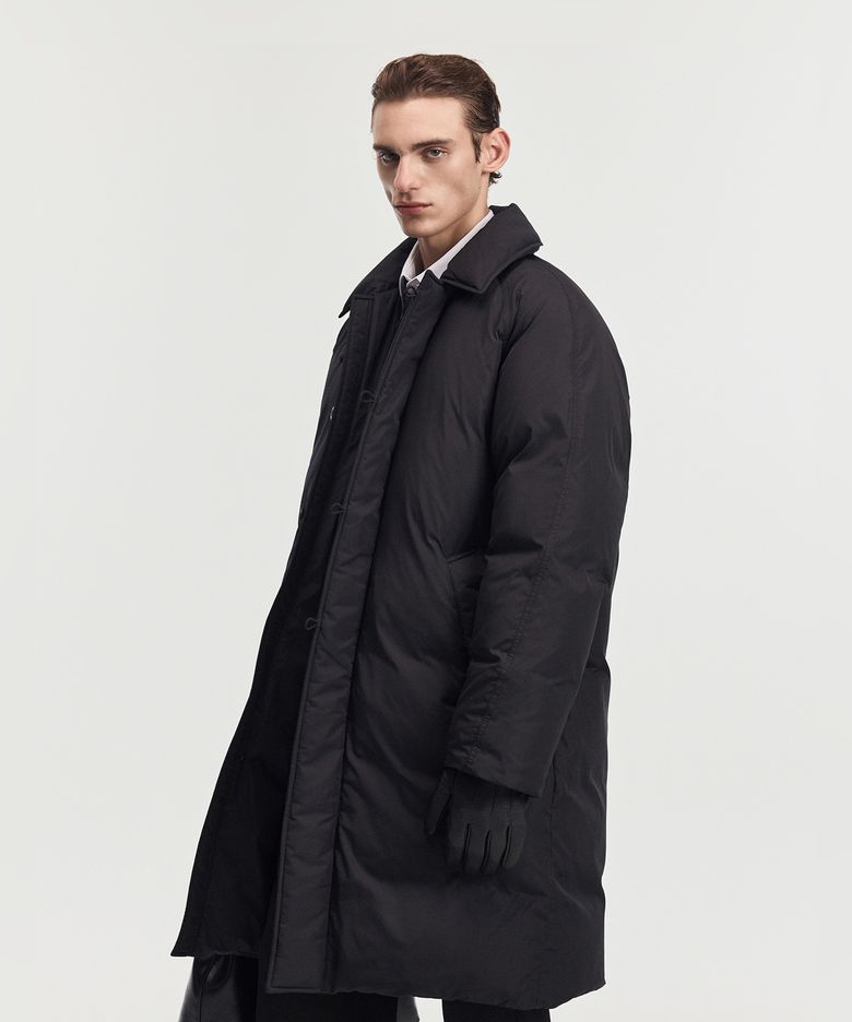 European Goose Down Loop-Button Long Jacket (Black) TNJU6F206BK