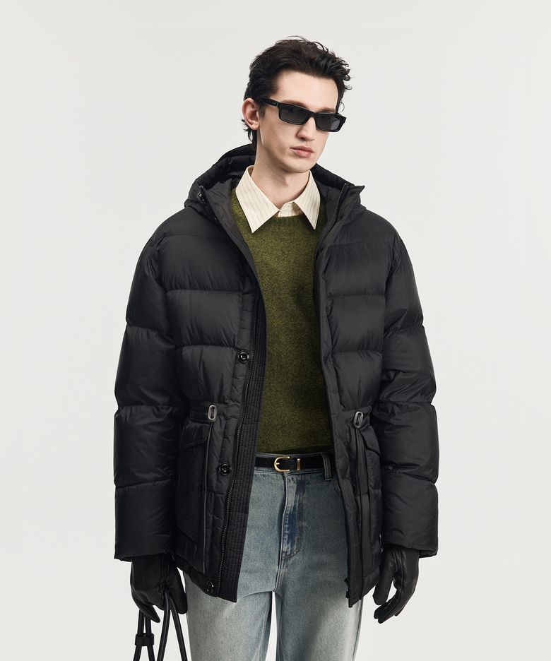 European Goose Down Mid-Length Parka (Black) TNJU6F207BK