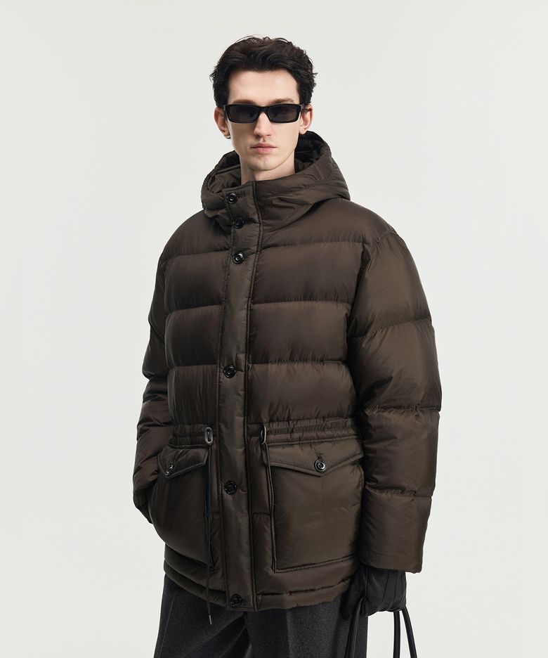 European Goose Down Mid-Length Parka (Khaki Brown) TNJU6F207K2